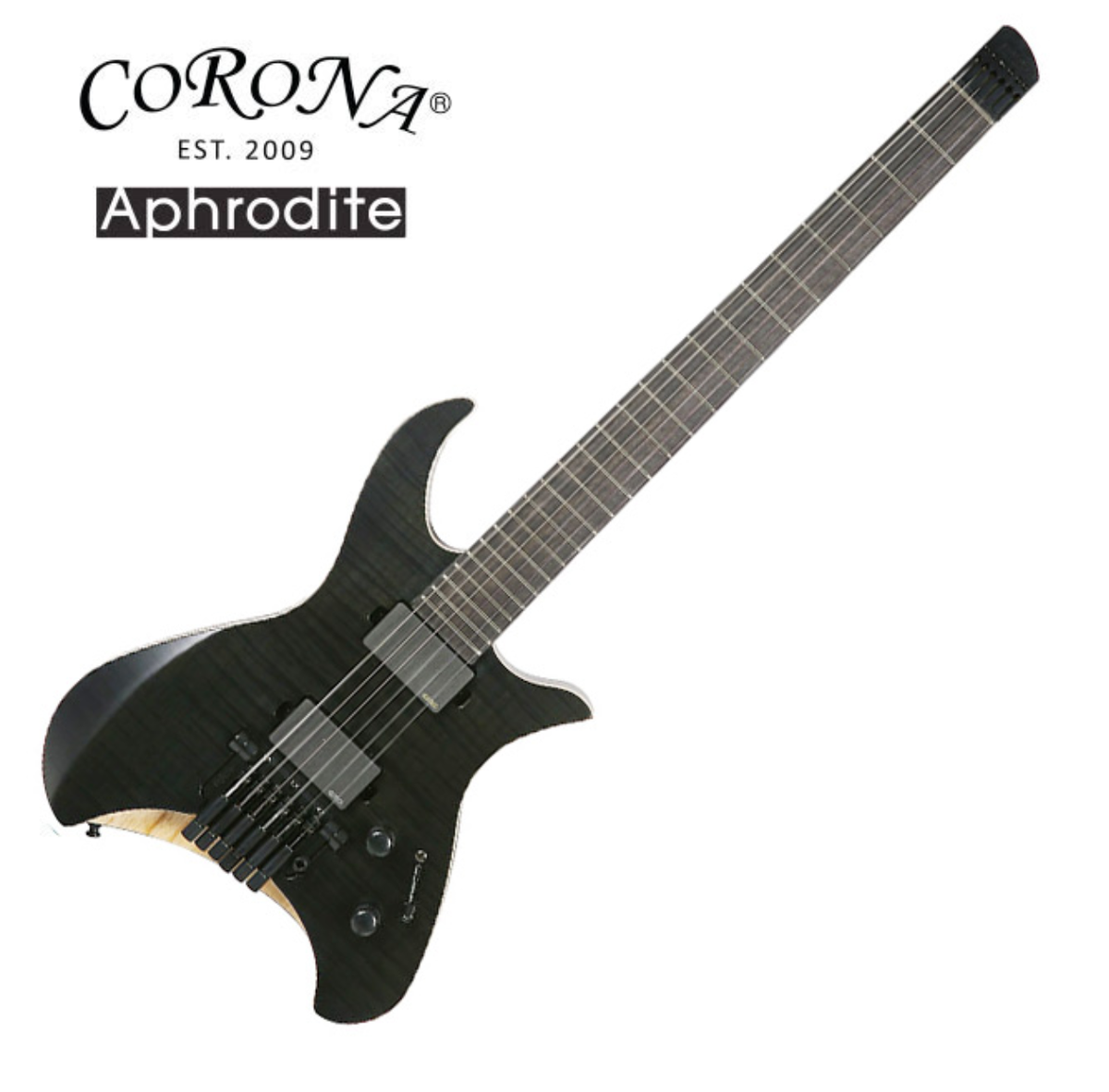 Corona Aphrodite APE-2000 Trans Black Headless Guitar with EMG pickup  無頭電結他/吉他